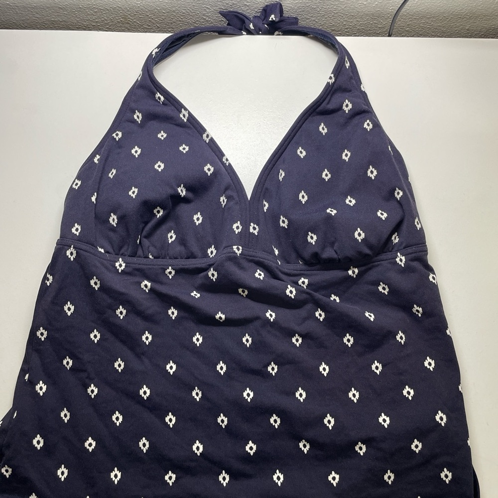 Navy Halter Top with White Pattern